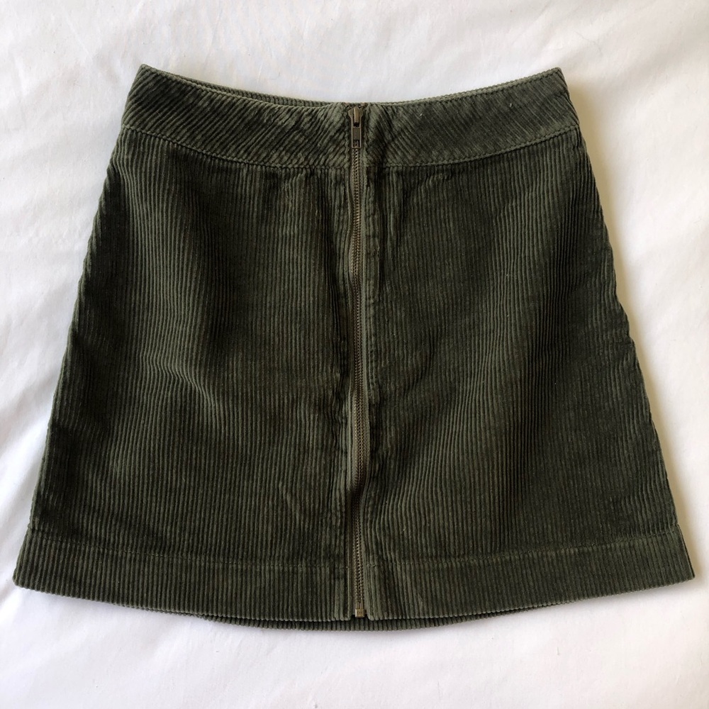 American Apparel green zip up mini skirt
